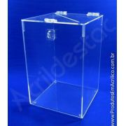 Urna de acrilico Cristal transparente 30 alt x 20 x 20cm Base Quadrada para cupons