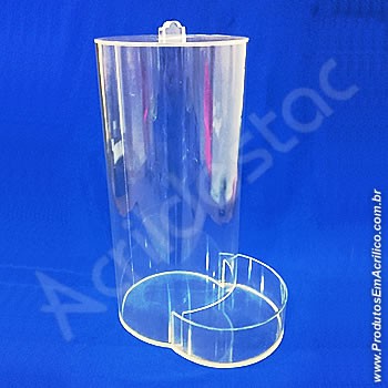 Baleiro de acrilico cristal Tubo efeito gravitacional com Tampa e Dispenser 44 cm