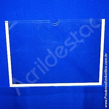 Display de acrilico Cristal Porta Folheto de parede com moldura A5 Horizontal