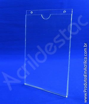 Display de acrilico Porta Folheto de parede modelo U Duplo A2 59,4x42 Vertical 3mm