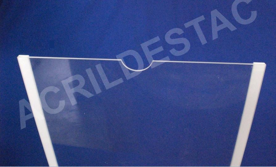 Display de PS Cristal acrilico similar para parede com moldura Bolso Folha A3 Vertical