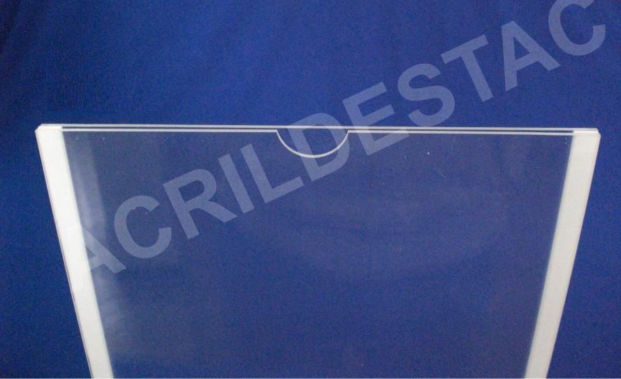 Display de PS Cristal acrilico similar Porta Folheto de parede DUPLO Com Fundo A5 Vertical