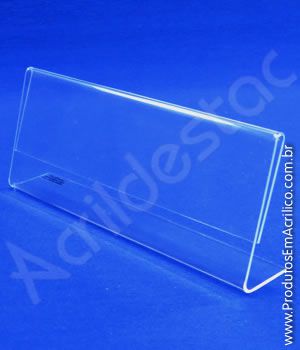 Display de PS Cristal Acrilico similar porta folheto precificador de produtos 8x13cm