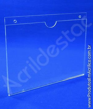 Display de PS Cristal acrilico similar Porta Folhas de parede modelo U Duplo A4 21x30 Horizontal