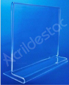Display T de mesa balcão PS Cristal acrilico similar para folhetos A4 21x30 Horizontal