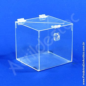 Urna de acrilico Cristal 25x25cm alt Quadrada Cubo sorteio e promoção 