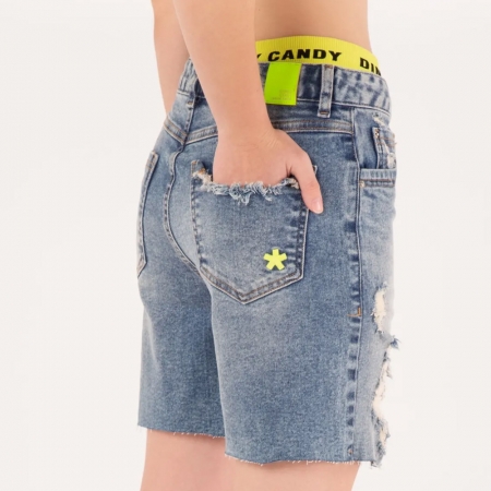 Bermuda Dimy Candy Jeans com Rasgos 83138