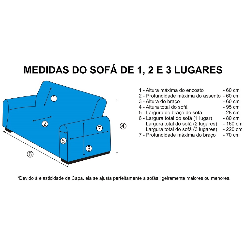 Kit Capa de Sofá de Canto - 3 esquerdo 2 direito - Azul Marinho