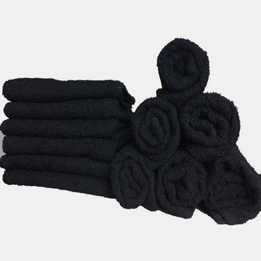 Kit Com 12 toalhas de Mão para Salão 29 x 45cm  - Preto