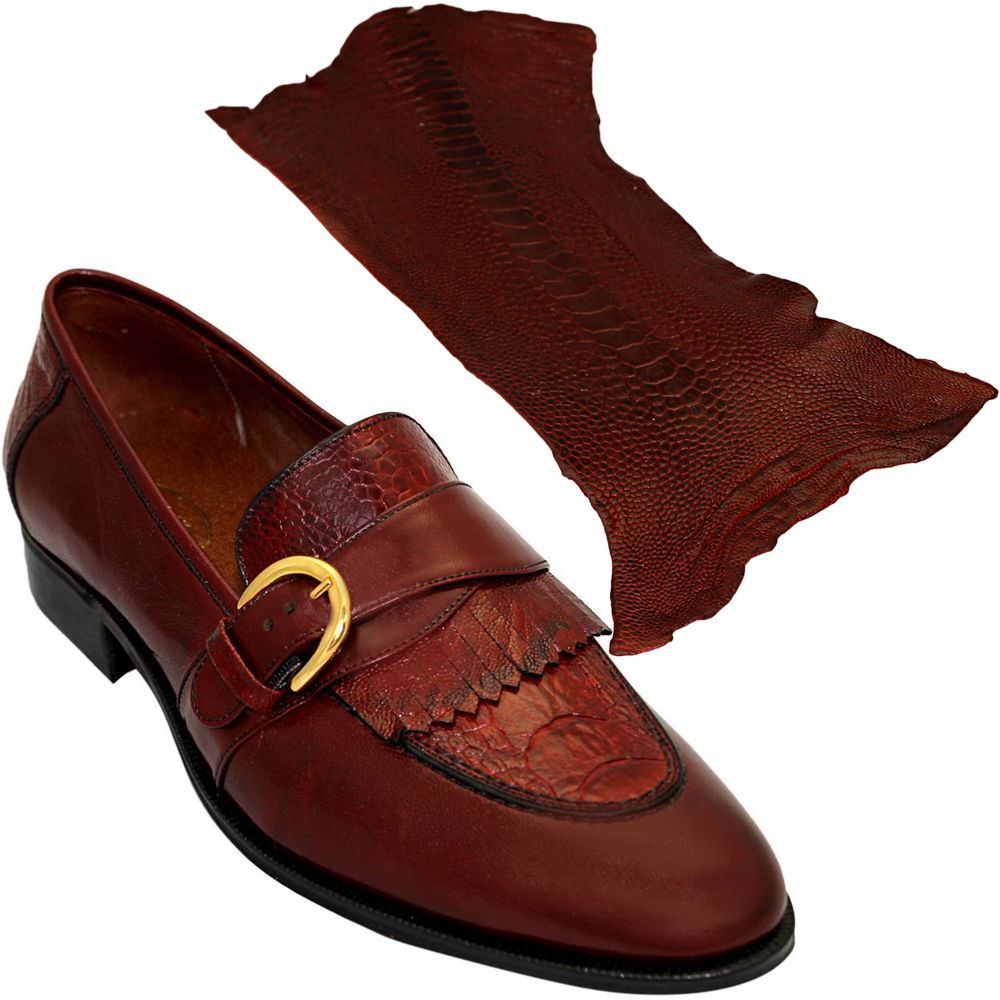 Sapato Masculino com Canela de Avestruz cor Vinho 059CANVIN