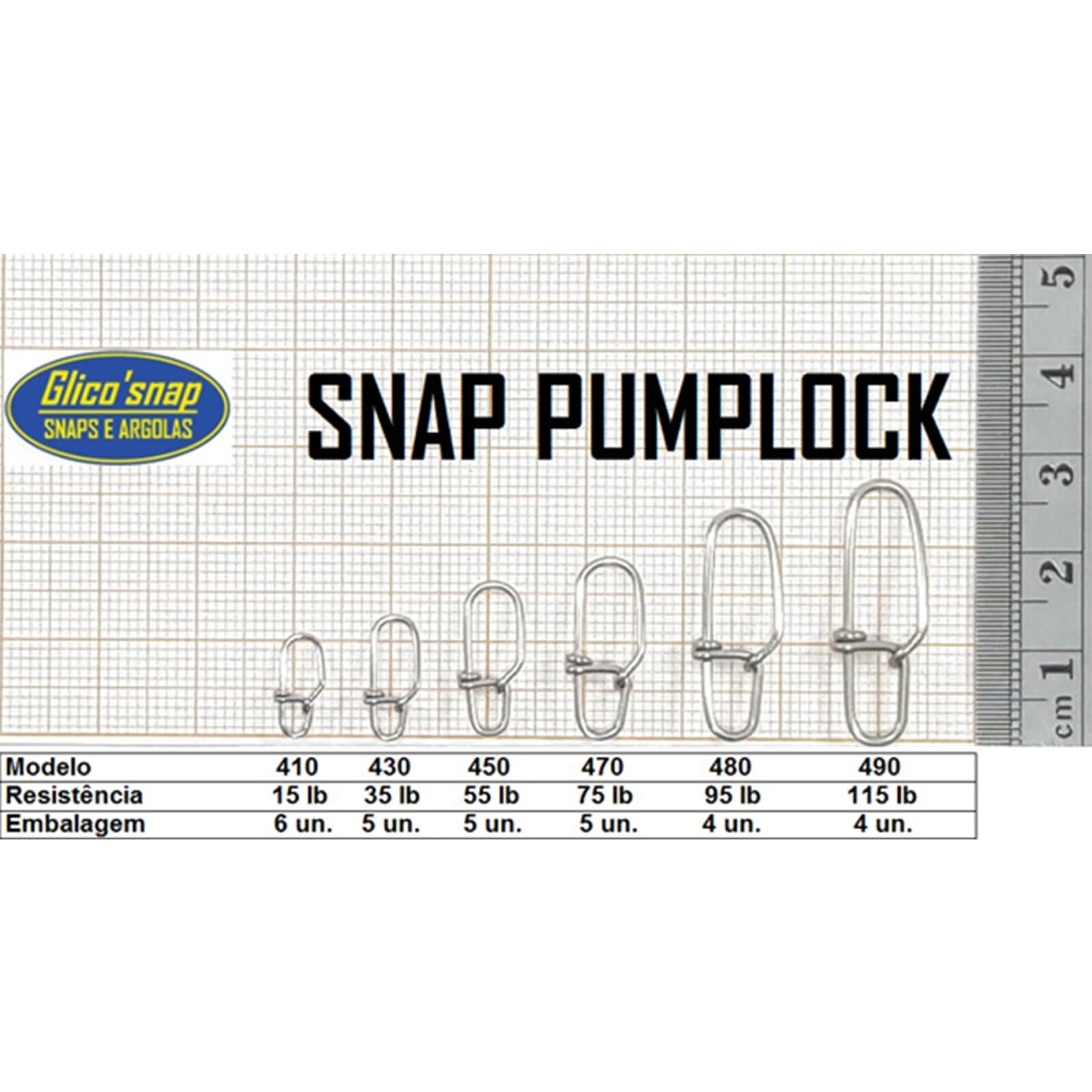 Snap Pumplock Glico'Snap Mod. 470 75lb 5pç