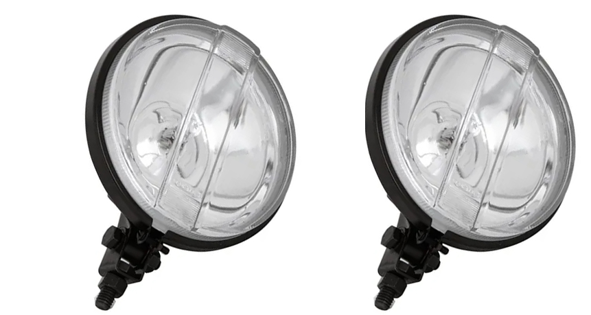 PAR Farol de milha carcaça metal lente vidro c/ lampadas ideal para FUSCA ANO 71 ao 96  - SSR Peças & Acessórios ltda ME.