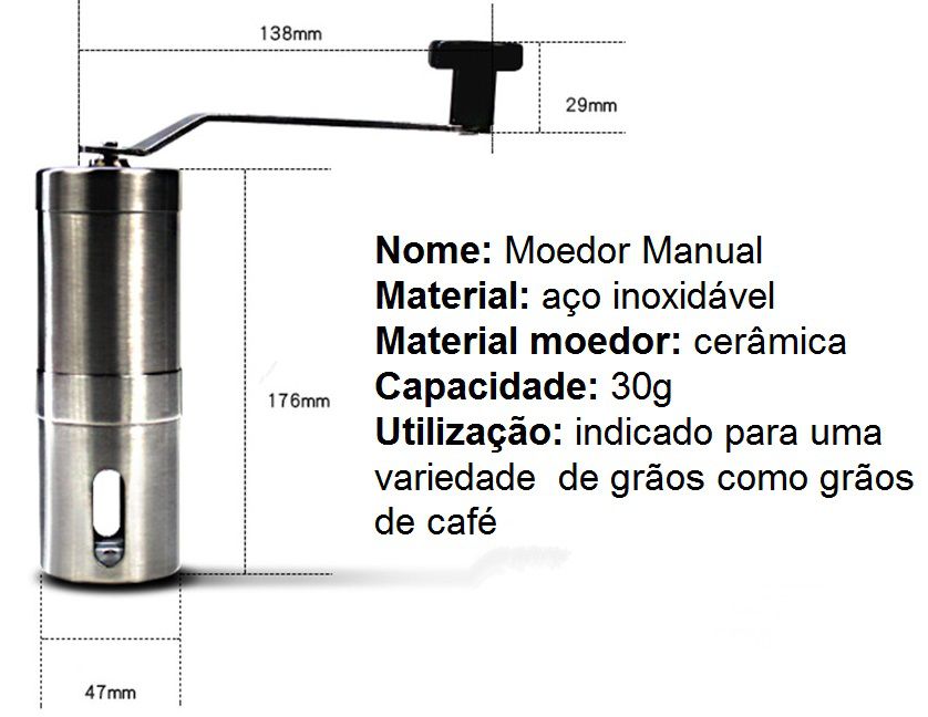 Moedor De Café Manual Em Inox Com Núcleo Em Cerâmica - Ilovecoffee