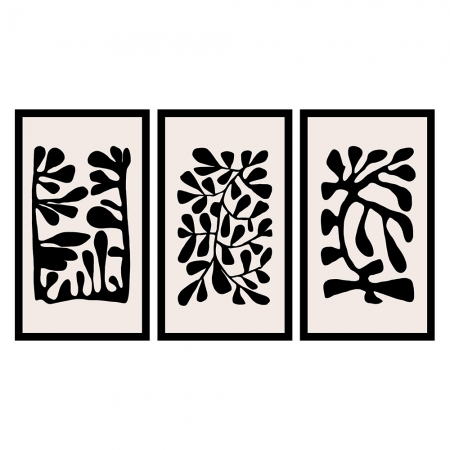 Kit 3 Quadros Decorativos Grandes Abstrato Matisse