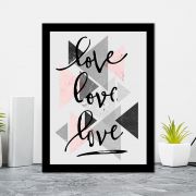 Quadro Decorativo 27x36 Love Love Love Fundo Geométrico