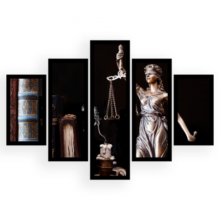 Quadro Mosaico 5 Partes Símbolo do Direito - Justiça