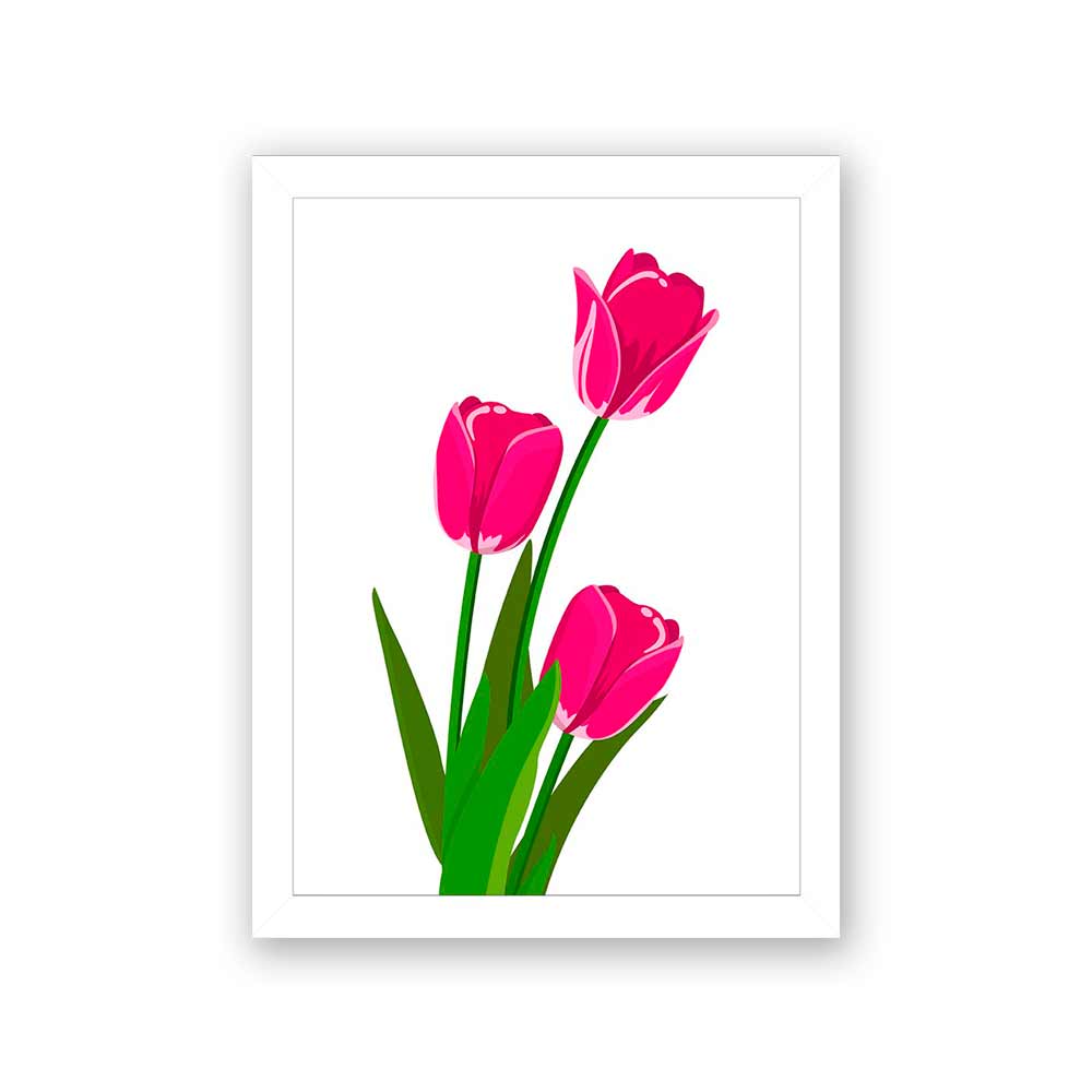 Quadro Decorativo 27x36 Desenho Tulipa Rosa