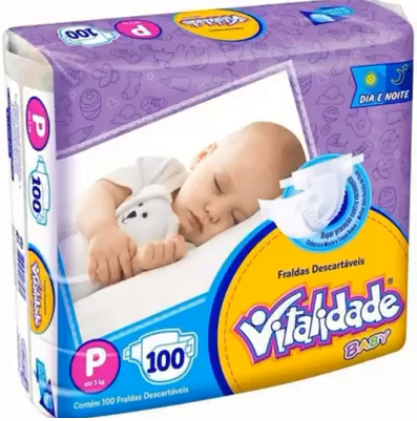 Fralda Vitalidade baby tamanho P com 100 unidades