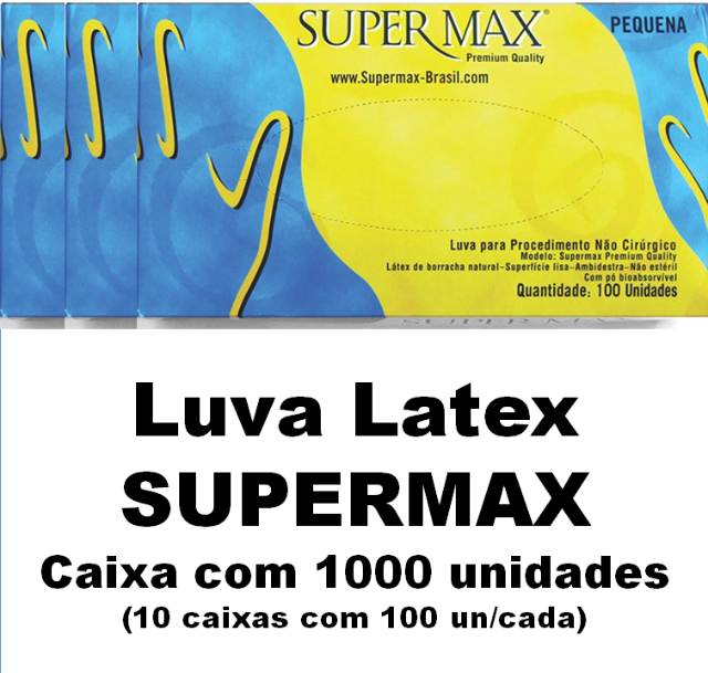 Luvas de látex com pó Supermax Pequeno caixa com 1000 unidades