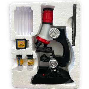 Microscópio Monocular Educacional Infantil com aumento de 100x, 400x e 1200x