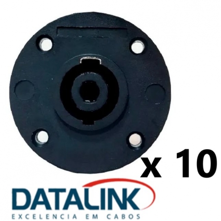 Kit C/ 10 Conector Datalink Speak Painel Redondo 4 Polos Dlk
