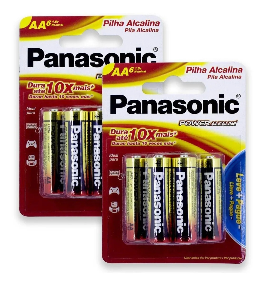 8 Pilhas AA Alcalina Panasonic 2 Cartelas C/4 Unidades