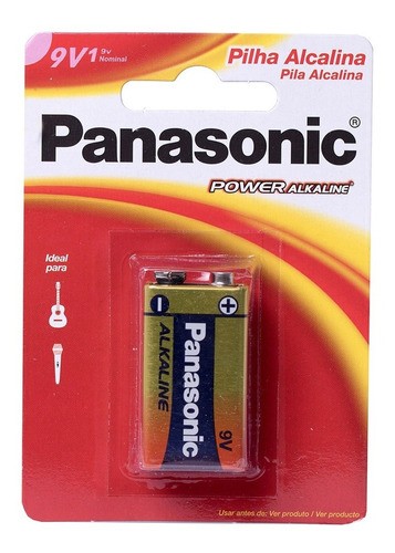 9V Pilha Panasonic Power Alcalina C/1 Bateria 9V