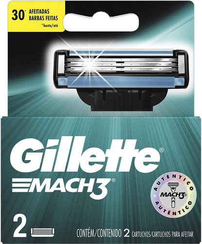 Carga Para Aparelho De Barbear Gillette Mach3 C/2 Unidades