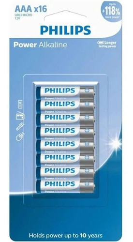 Kit Pilha Aaa Alcalina Philips Power Blister C/32 Unidades