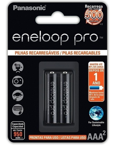 Pilha Eneloop Pro Aaa Recarregavel Original Palito Panasonic C/2 Pilhas