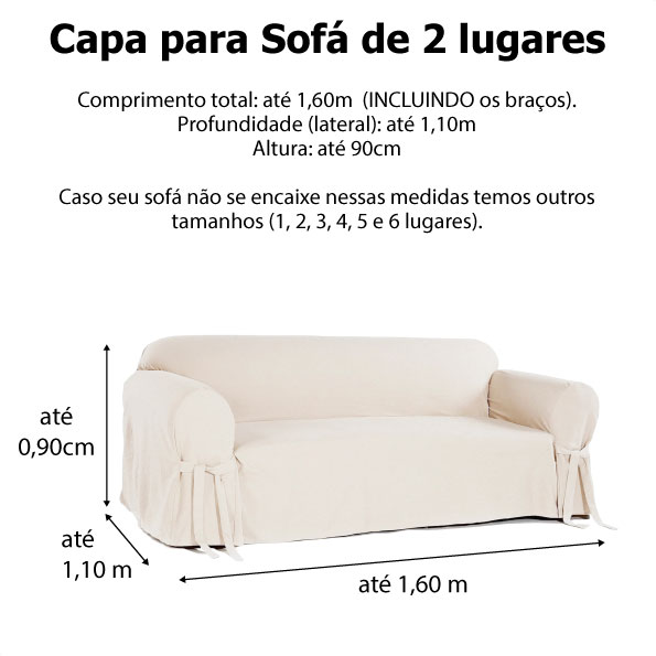 Capa p/ Sofá de 2 Lug BEGE em Gorgurão