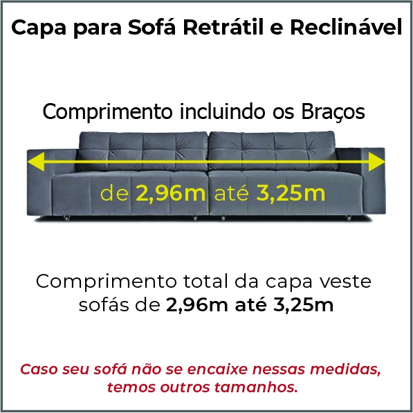 Capa Retrátil Impermeável - Veste Sofás de 2,96m até 3,25m -  em Acquablock CRU