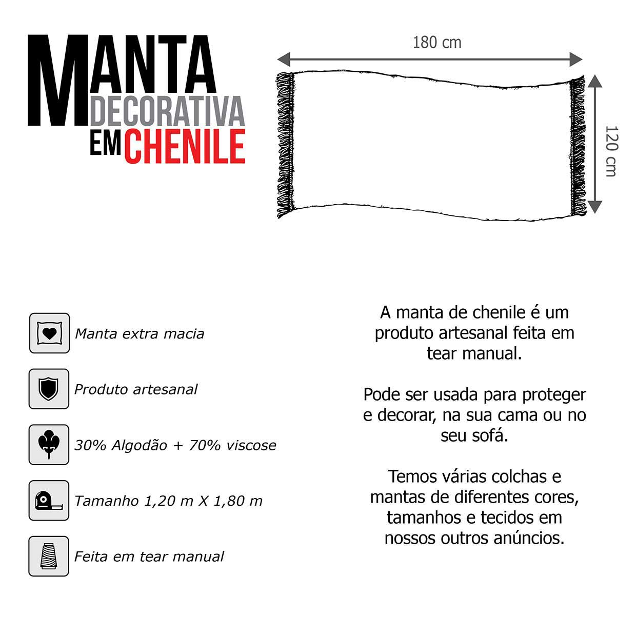 Manta Chenille Mostarda 1,20m x 1,80m