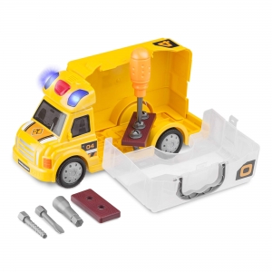 Brinquedo Caminhão de Construção Workshop Junior Truck com Acessórios Com Luz e Som Imaginação Multikids -  BR899