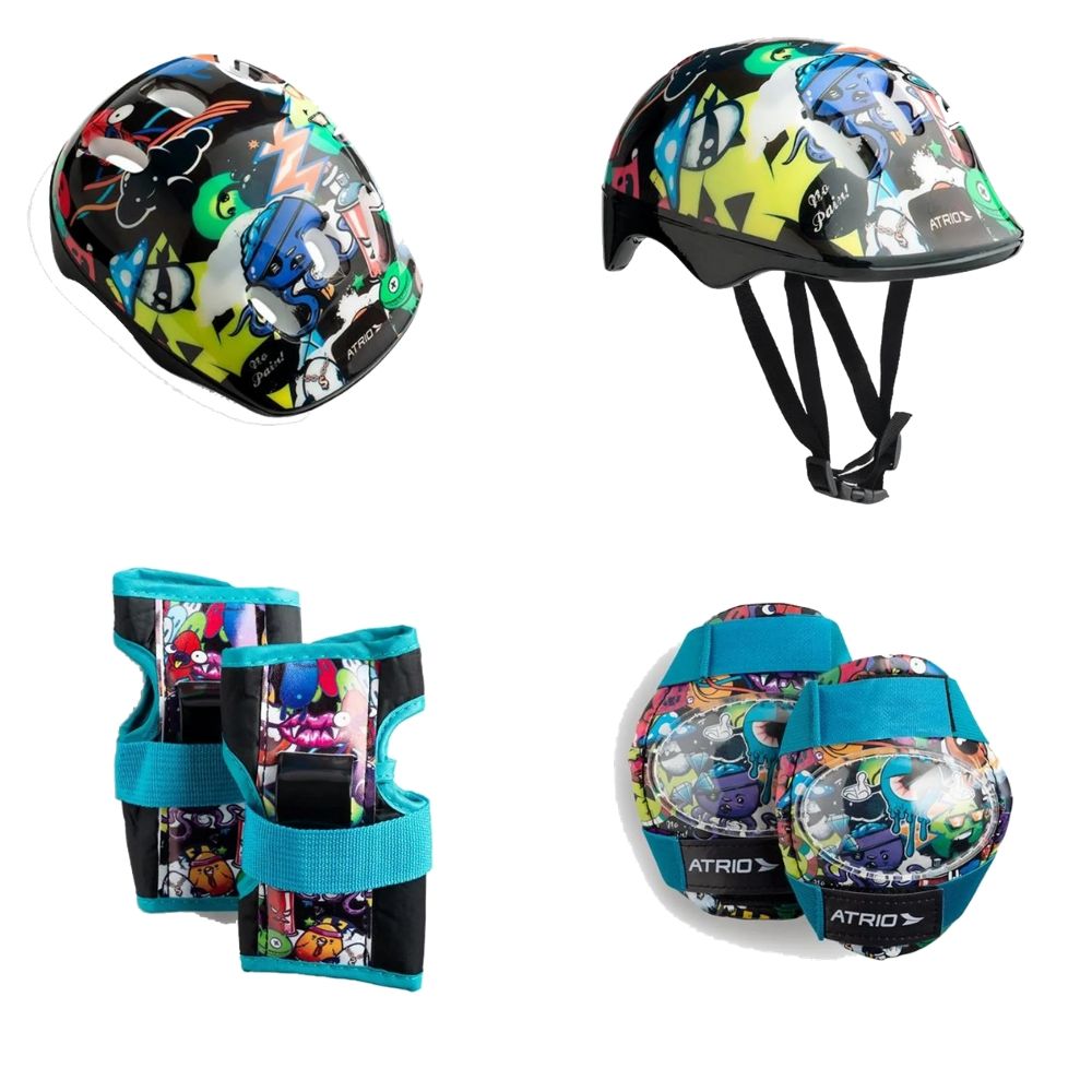 Kit de Proteção Infantil Masculino Ciclismo Bike  Patins Skate Patinete Monster ES200 - Atrio
