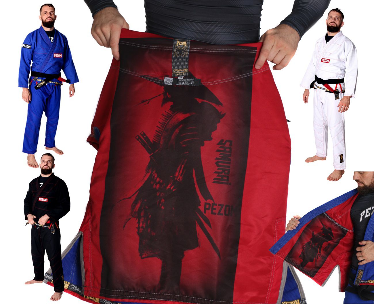 Kimono Jiu Jitsu Trançado 100% Forrado Samurai Tadakatsu Pezom e Faixa