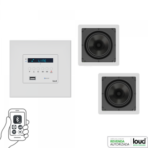 Kit Amplificador de Parede Bluetooth LAC NV1 + 2 Caixas Acústicas de Embutir SQ6-PA Loud