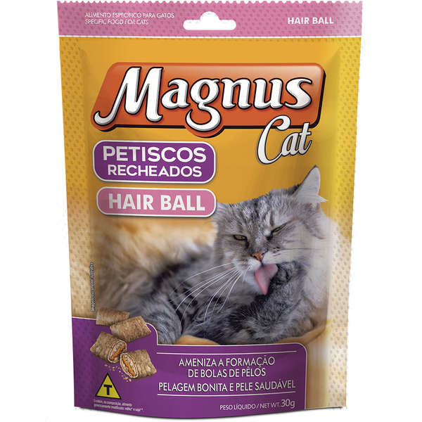 Petisco Magnus Cat Recheados Hair Ball para Gatos 30g