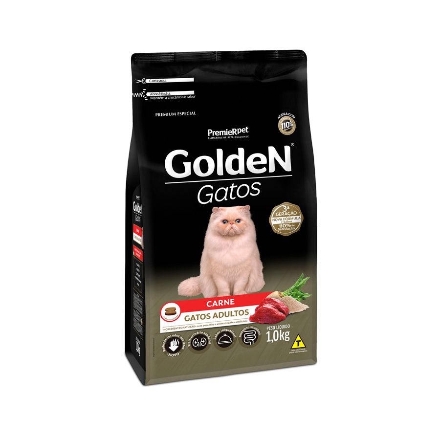 Ração Golden Gatos para Adultos Sabor Carne