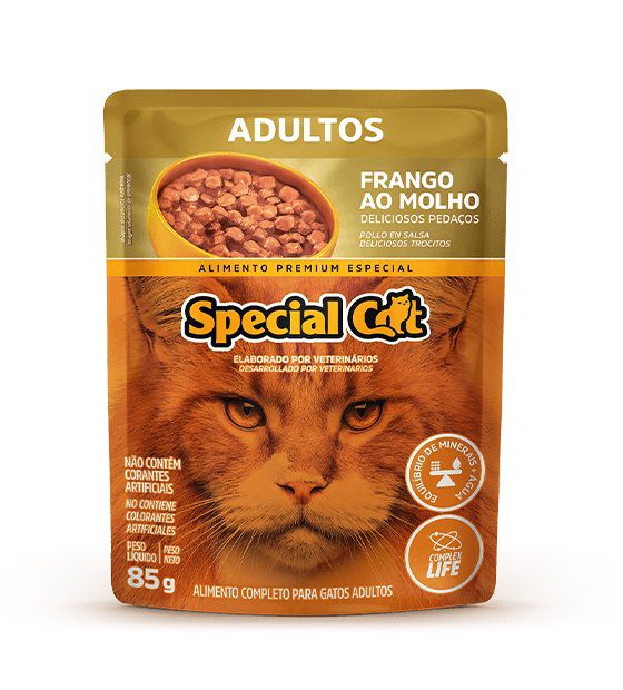 Ração Úmida Sachê Special Cat para Gatos Adultos Sabor Frango 85g