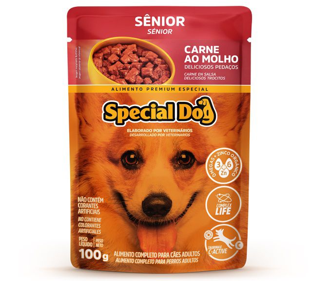 Ração Úmida Sachê Special Dog para Cães Sênior Sabor Carne 100g