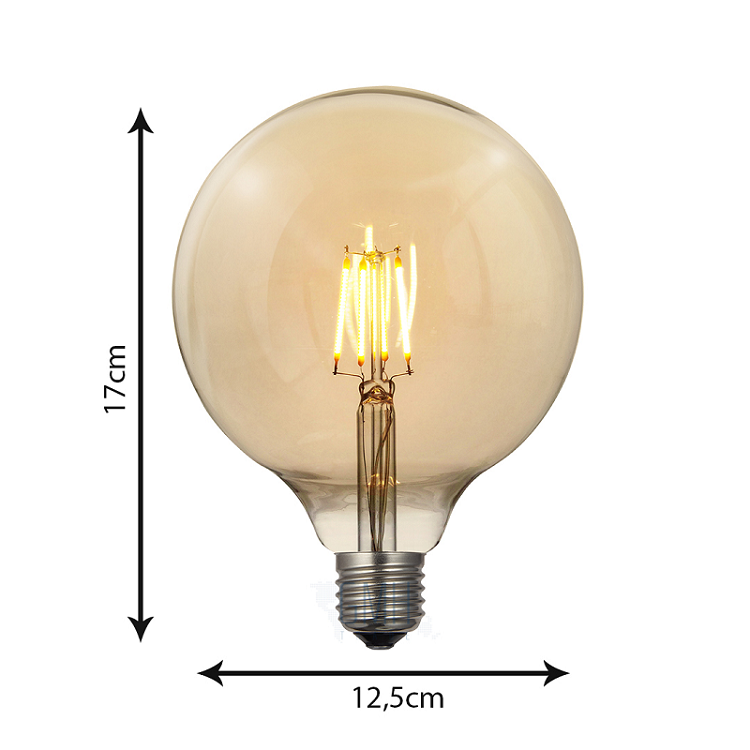 Kit 3 Lampadas Vintage Filamento LED G125 4W Bivolt
