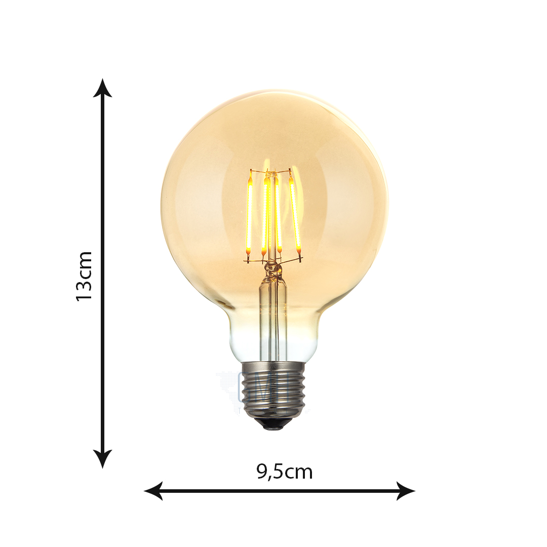 Kit 3 Lampadas Vintage Filamento LED G95 4W 110V