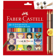 Lápis de Cor 24 Cores + 6 Tons de Pele Cara & Cores Faber Castell