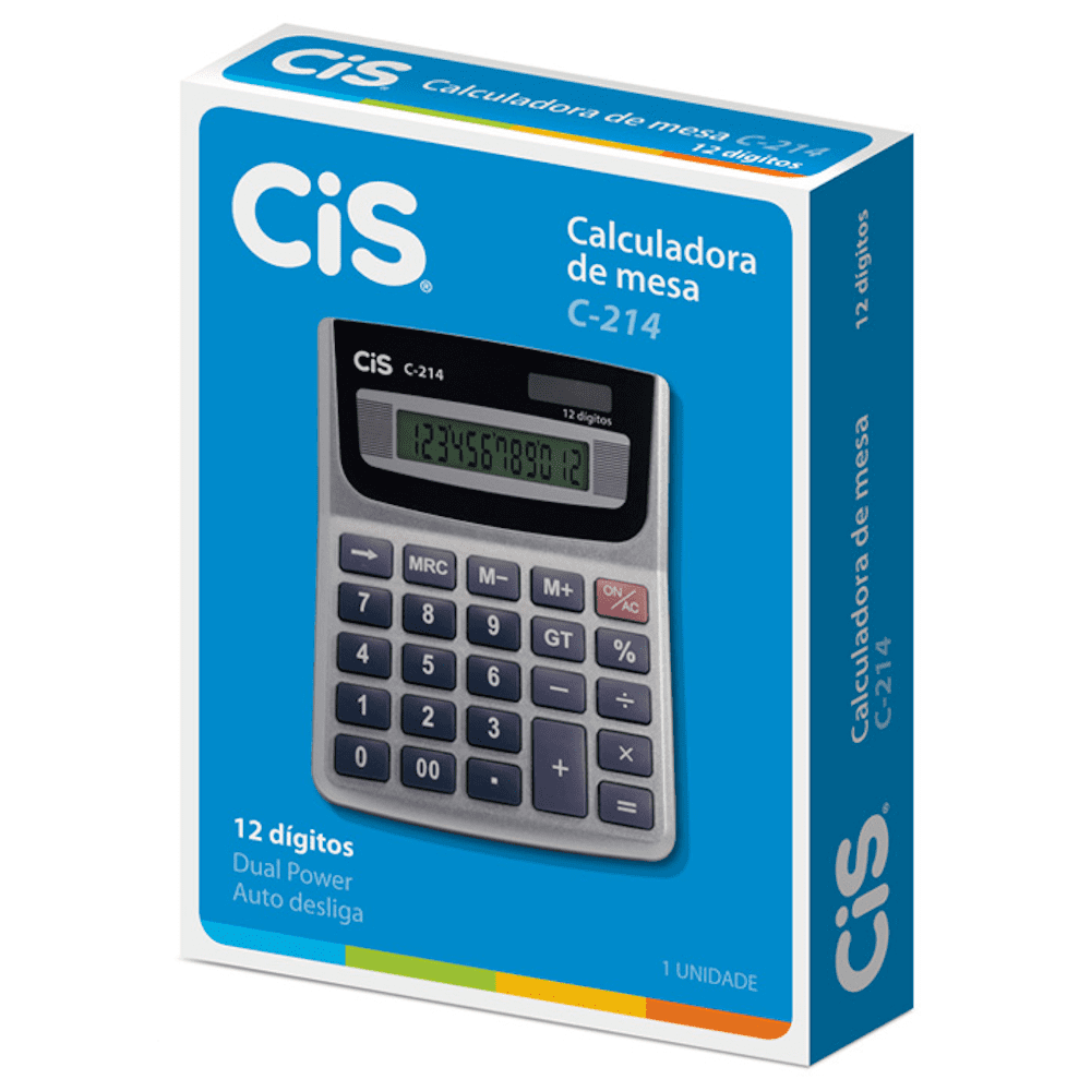 Calculadora de Mesa CIS 12 Dígitos Calk C-214