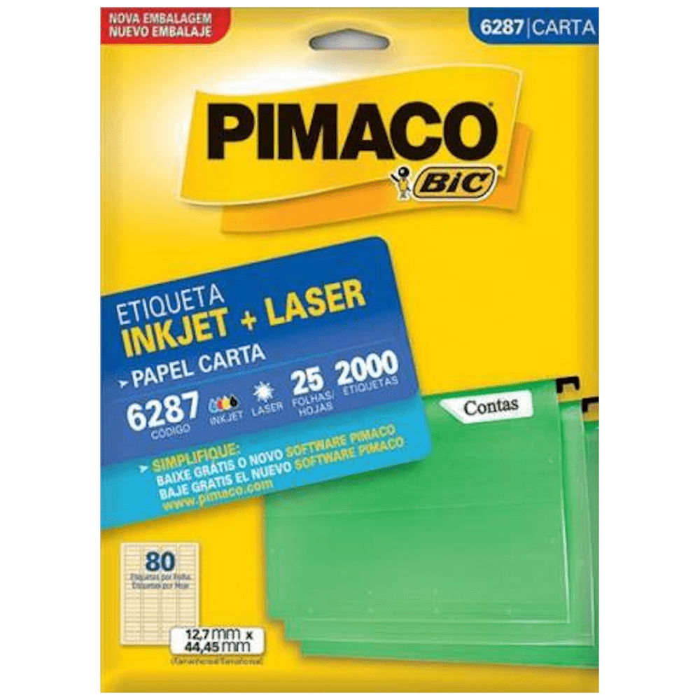 Etiqueta Pimaco 6287 Ink-Jet/Laser 12,7x44,45mm 2000un