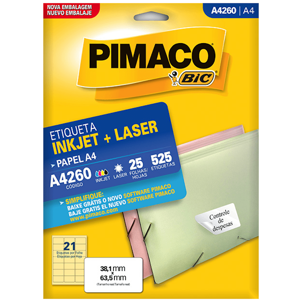 Etiqueta Pimaco A4260 Ink-Jet/Laser 38,1x63,5mm 525un