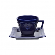 Jogo de Xícaras de Chá Azul Royal Porcelana Oxford 200ml 6 Unidades