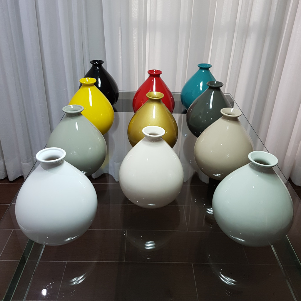 Jogo de Vasos Decorativos em Cerâmica Tipo Garrafa 2A - 3 Peças