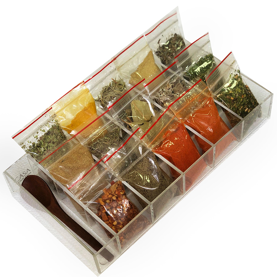 Caixa de Temperos Spice Acrílico 15 Especiarias